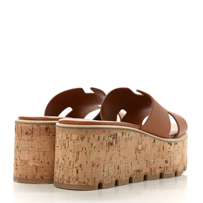 Hermes Calfskin Cork Eze 30 Sandals 36 Marron Glaise 4 of 9