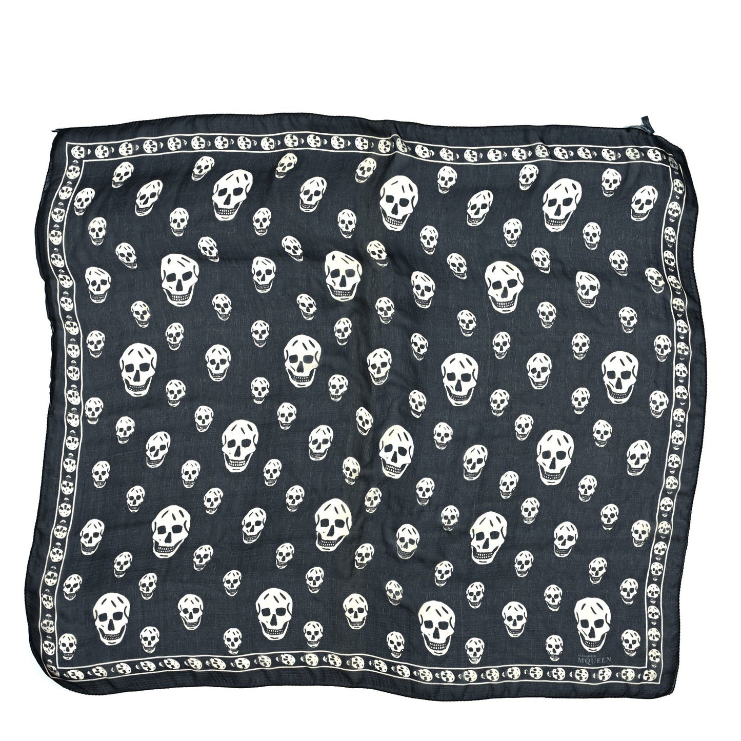 Silk Chiffon Skull Scarf Black Ivory