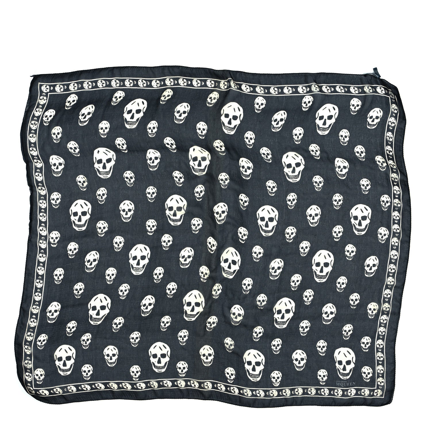 Alexander McQueen Silk Chiffon Skull Scarf Black Ivory 2 of 4