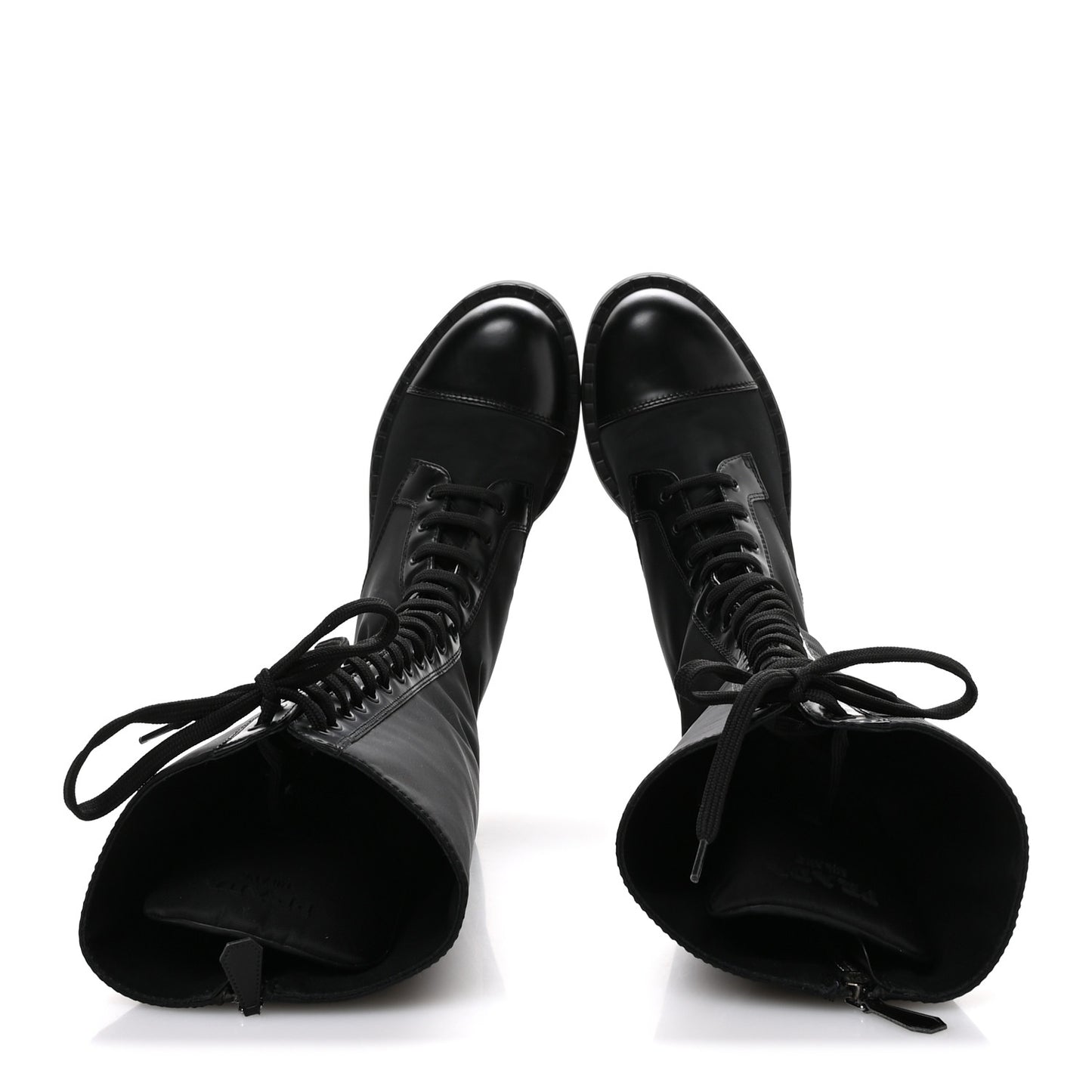 Re-Nylon Spazzolato Rois Metal Triangle Logo Tall 50mm Combat Boots 39.5 Black