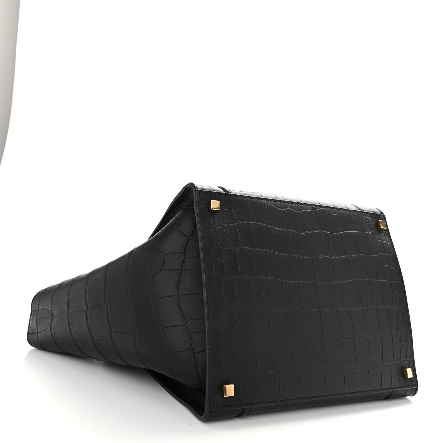 Crocodile Embossed Calfskin Medium Phantom Luggage Black