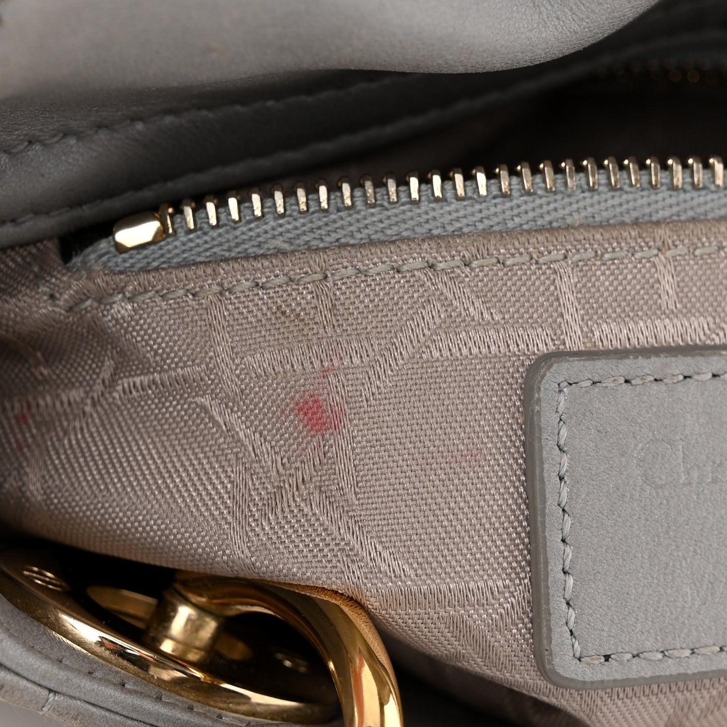 Metallic Lambskin Cannage Mini Lady Dior Grey