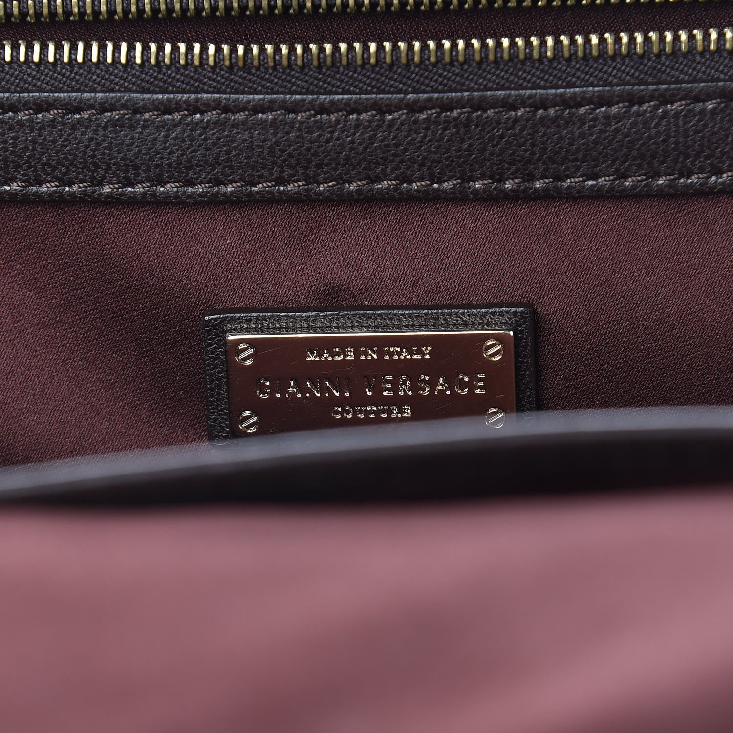 Versace Lambskin Couture Snap Out Of It Bag Brown Gold 6 of 18