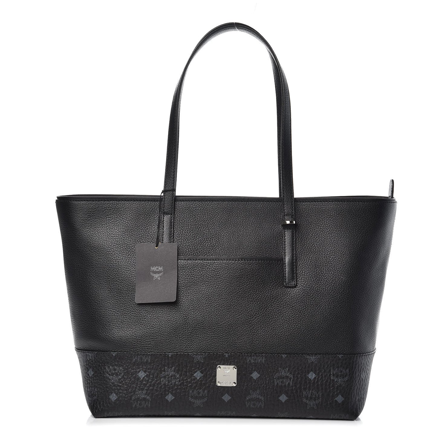 Calfskin Visetos Anya Shopper Tote Black
