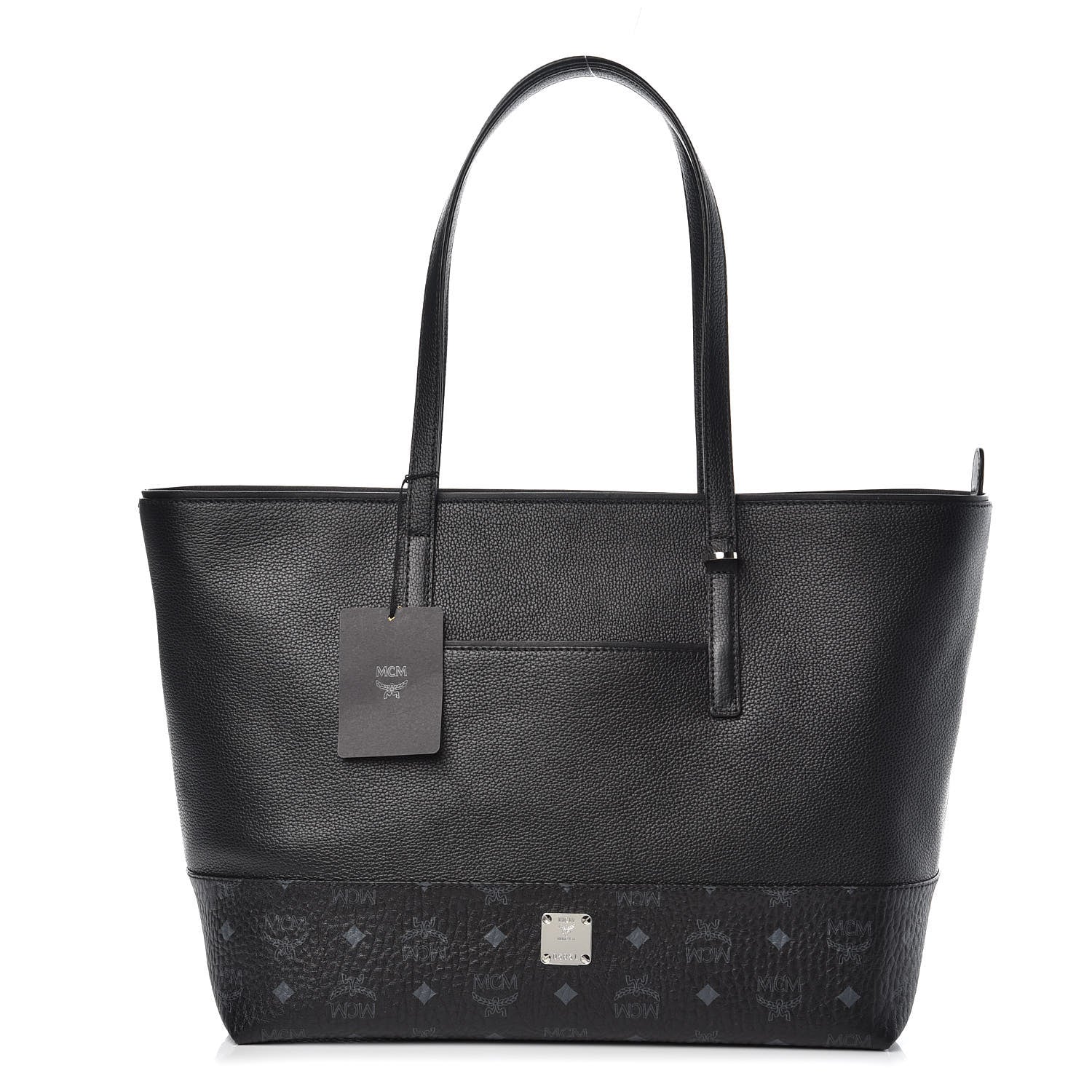 MCM Calfskin Visetos Anya Shopper Tote Black 1 of 9