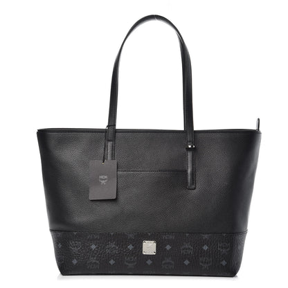 MCM Calfskin Visetos Anya Shopper Tote Black 1 of 9