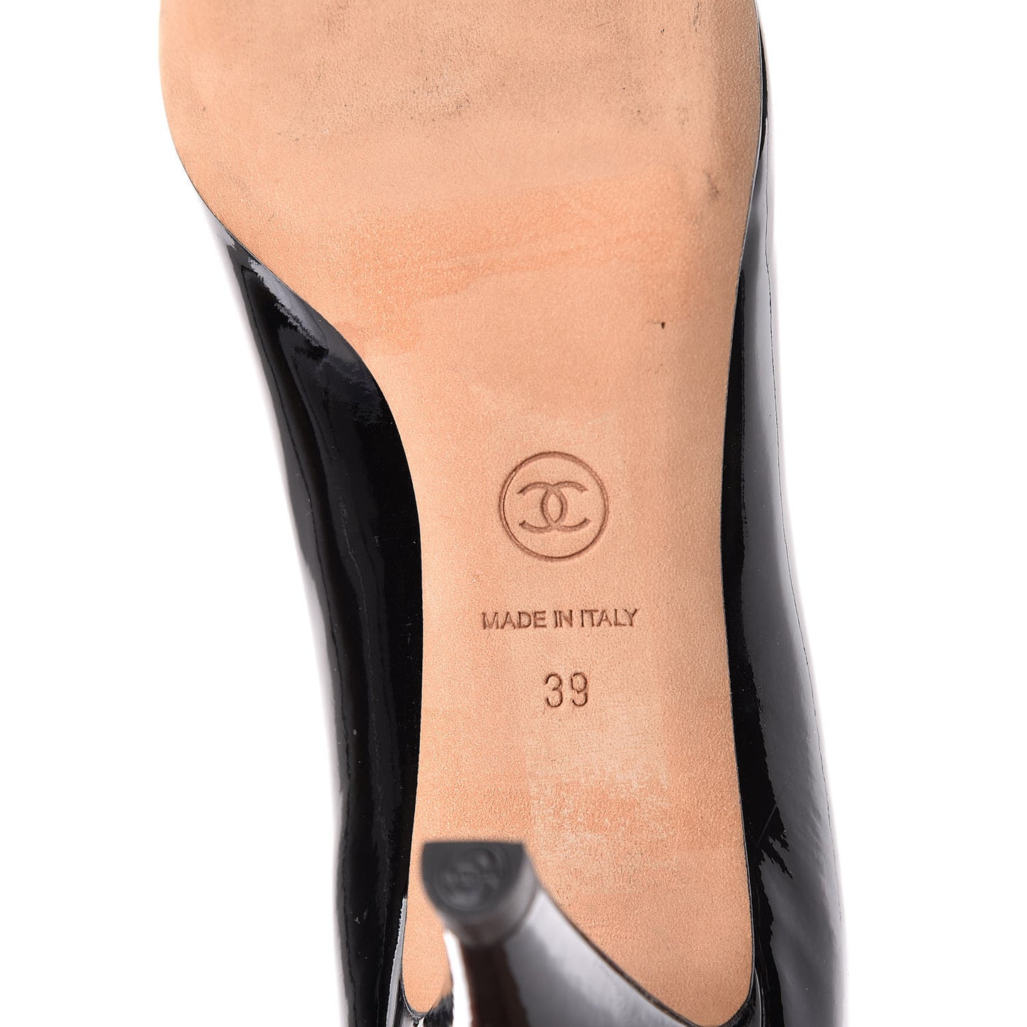 Patent CC Chain Cap Toe Pumps 39 Black