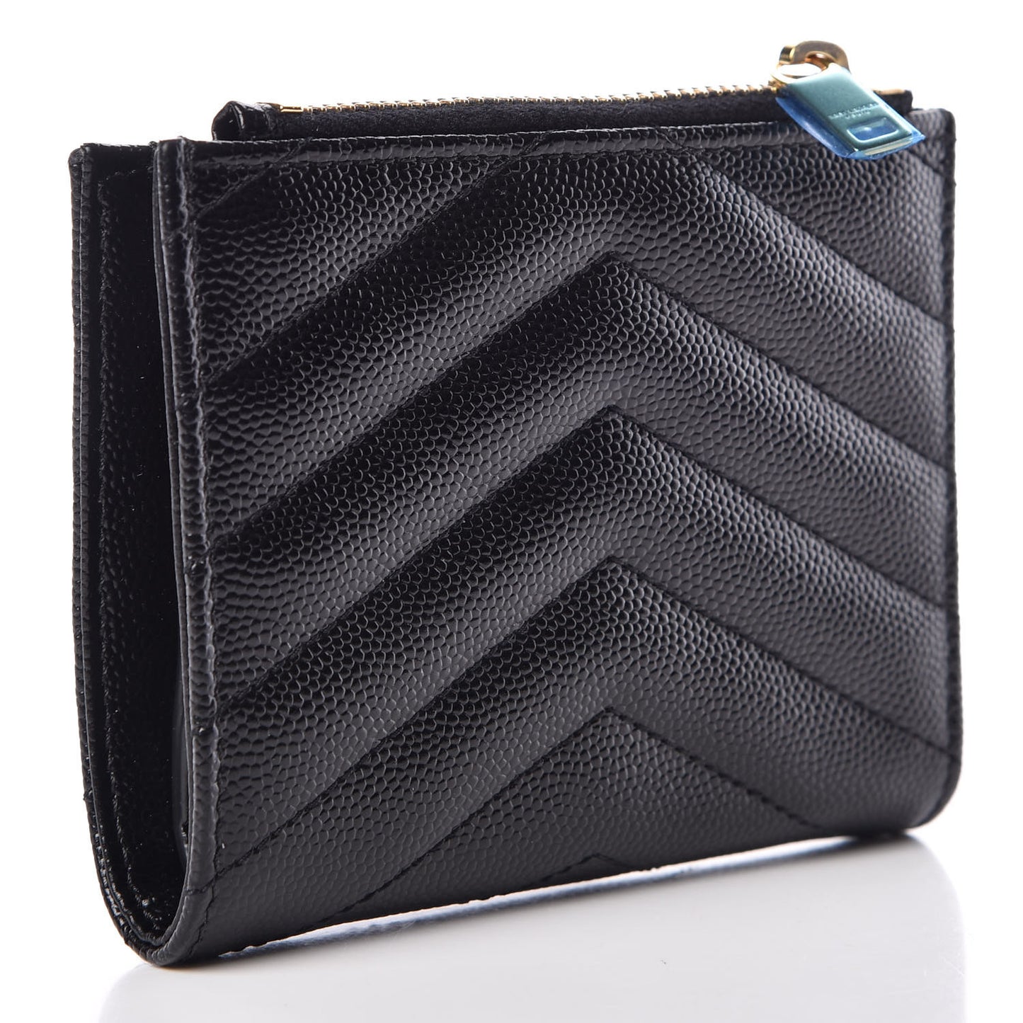 Grain De Poudre Matelasse Chevron Monogram Zipped Card Case Black