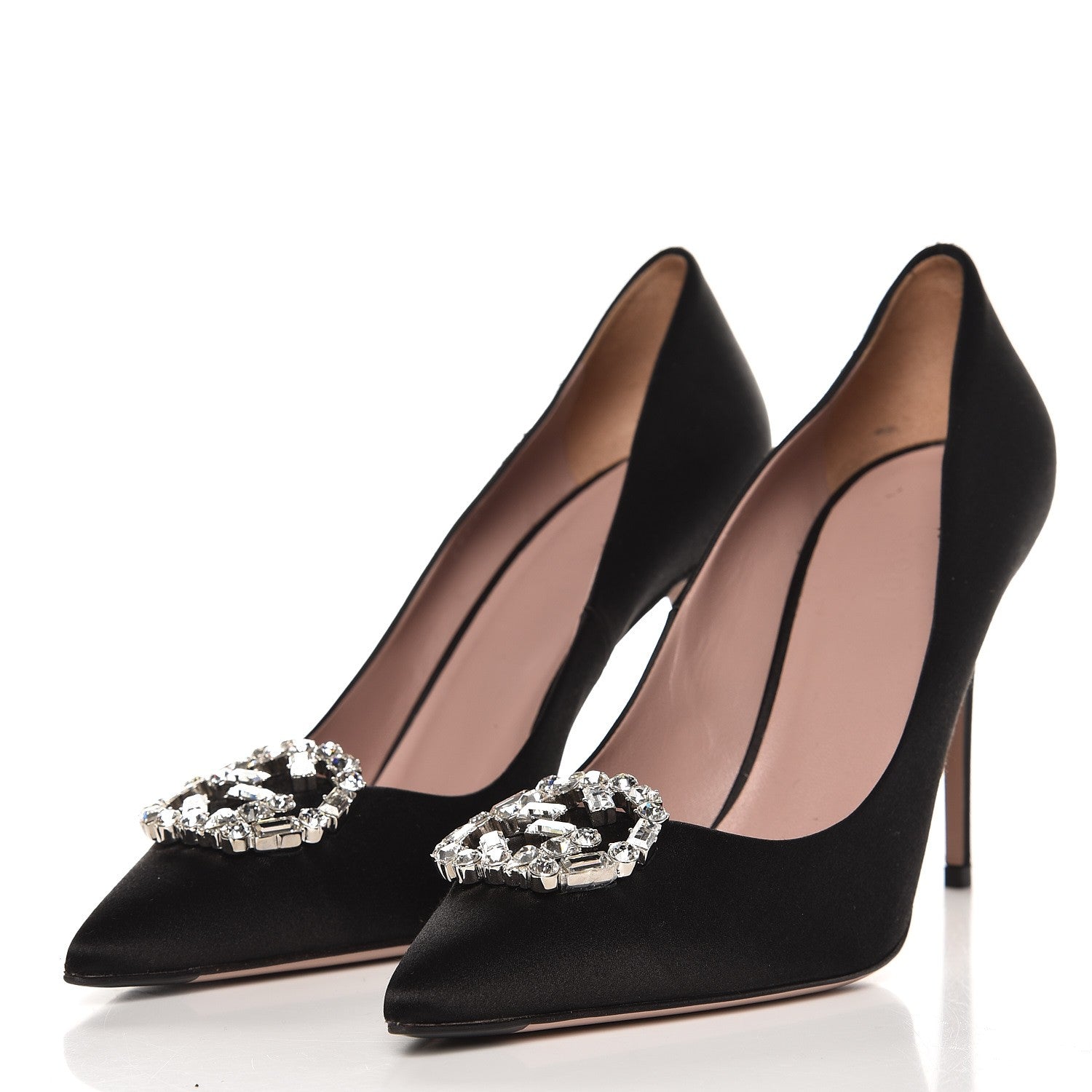 Gucci Satin Sparkling GG Pumps 38.5 Black 2 of 8