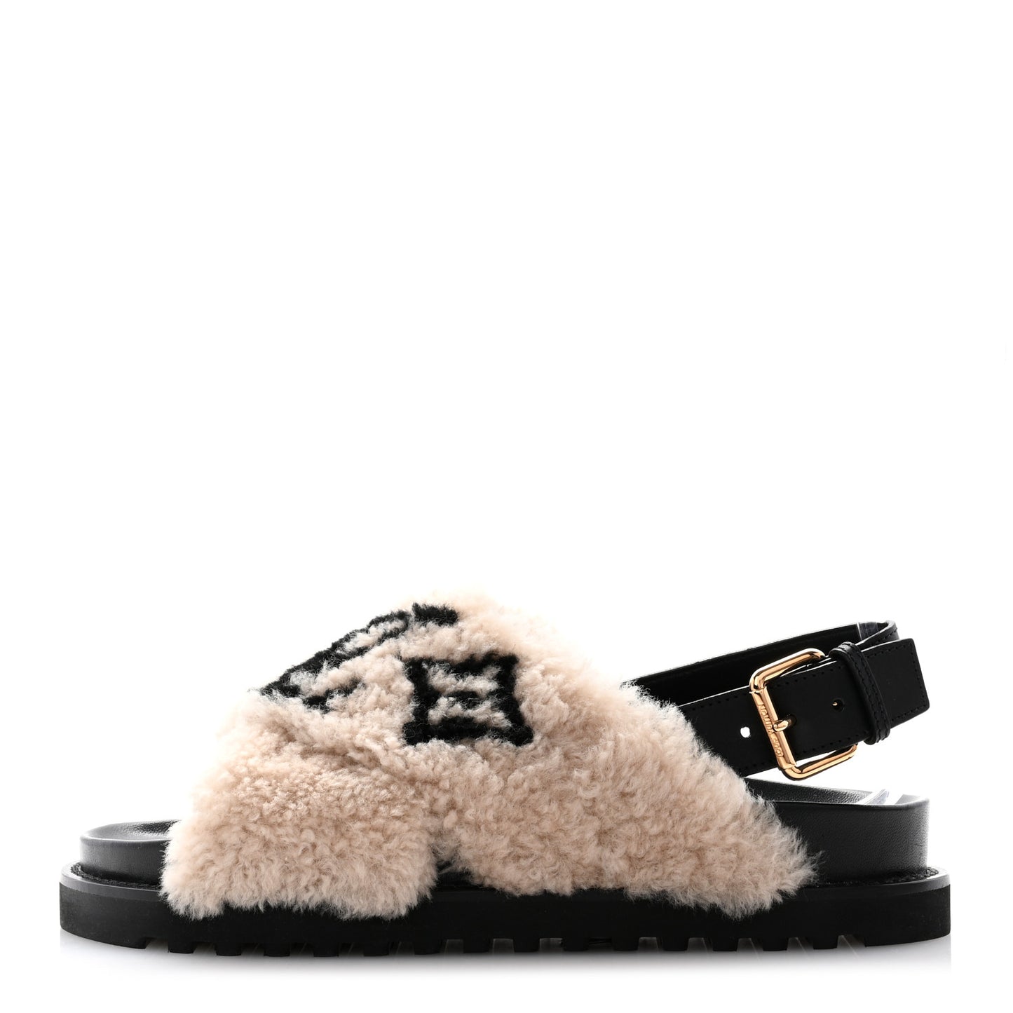 Shearling Paseo Sandals 39 Black