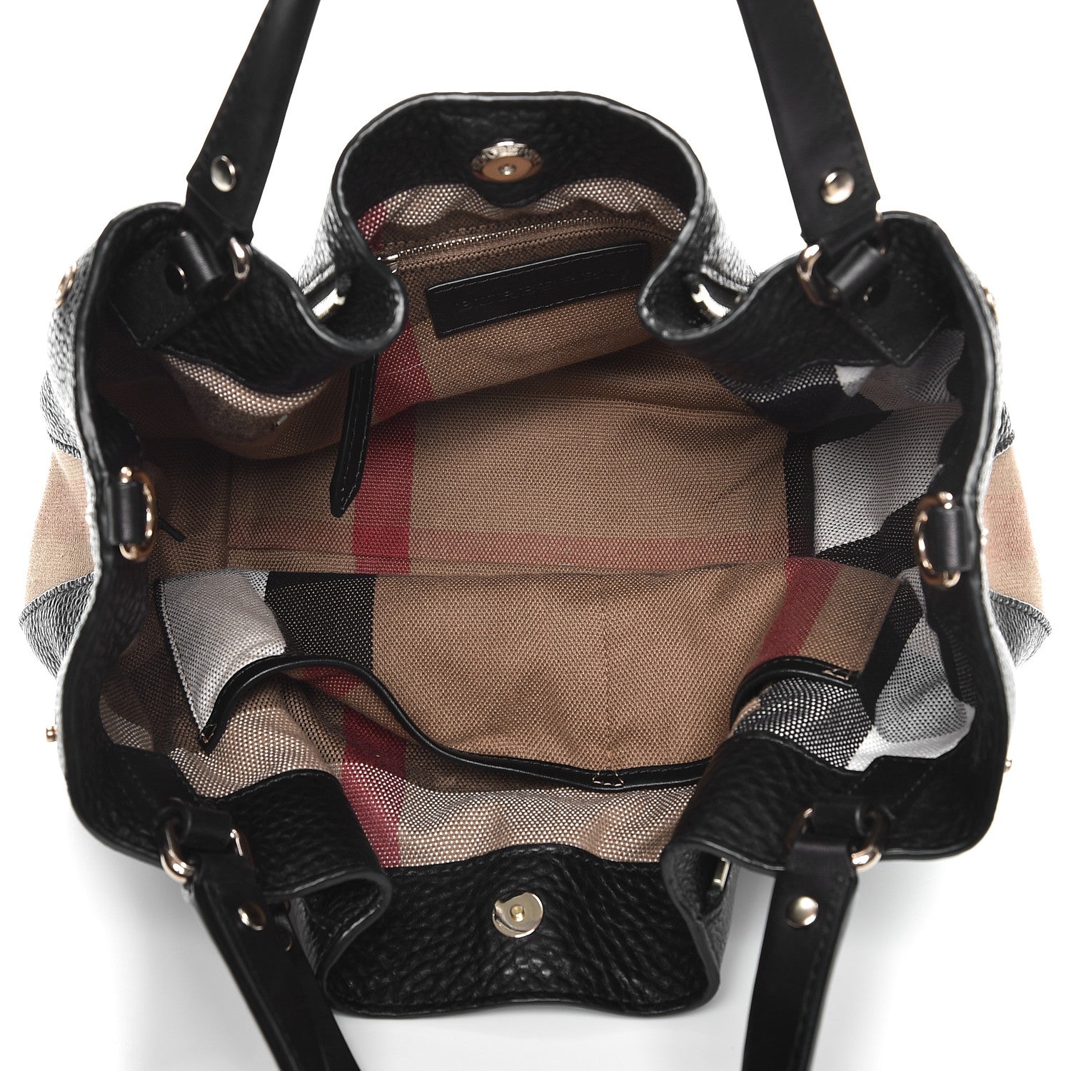Burberry Grainy Calfskin House Check Small Maidstone Black 5 of 7