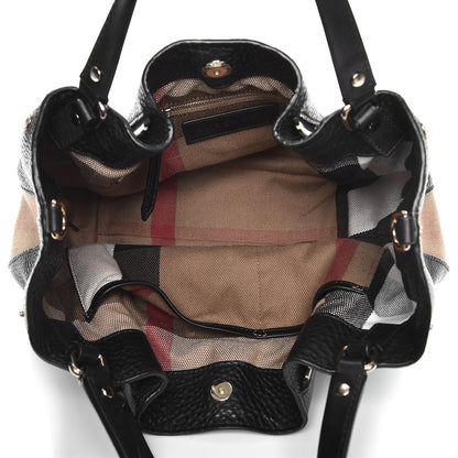Burberry Grainy Calfskin House Check Small Maidstone Black 5 of 7