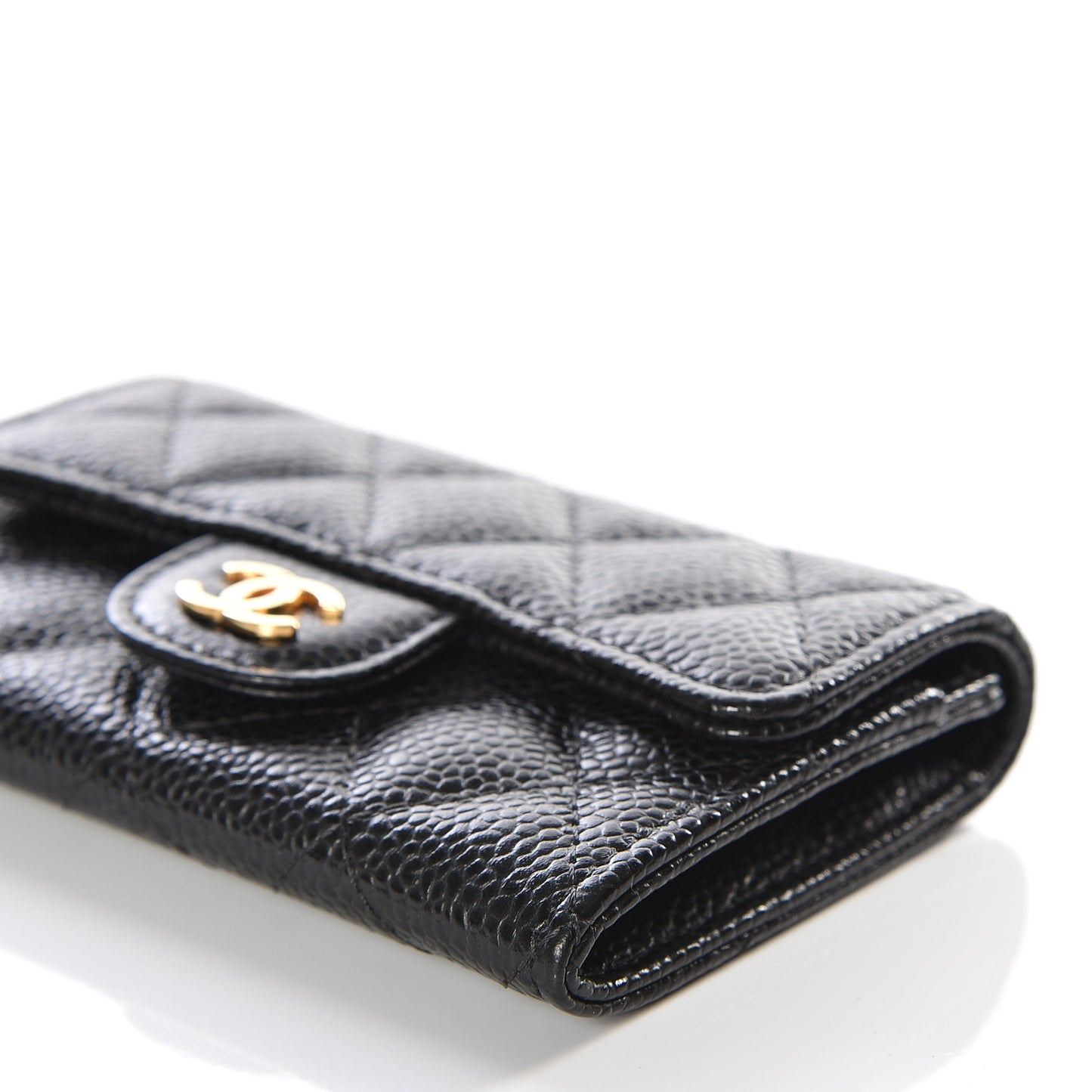 Caviar Quilted Flap Card Holder Black