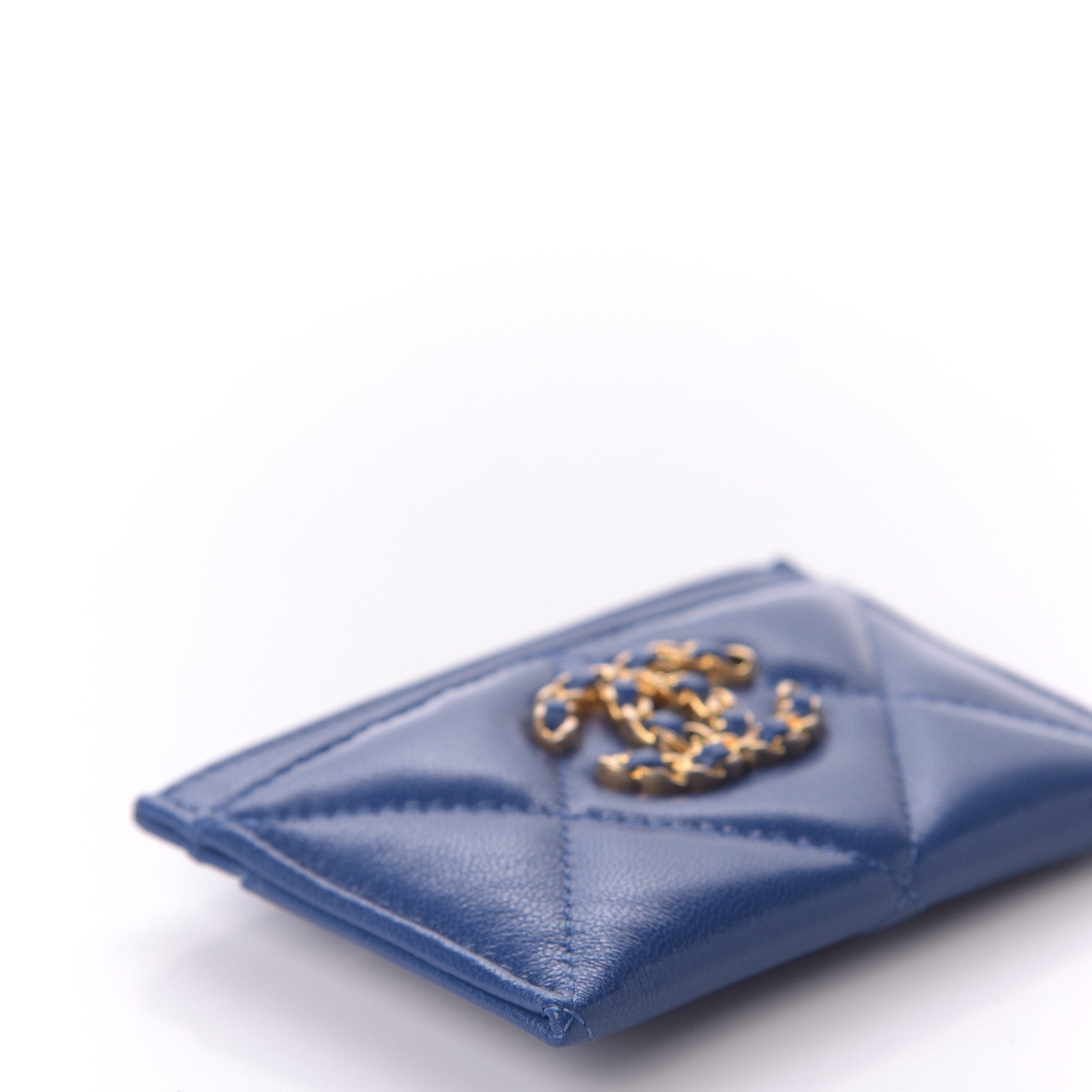 Chanel Shiny Goatskin Quilted 19 Card Holder Dark Blue 6 of 12
