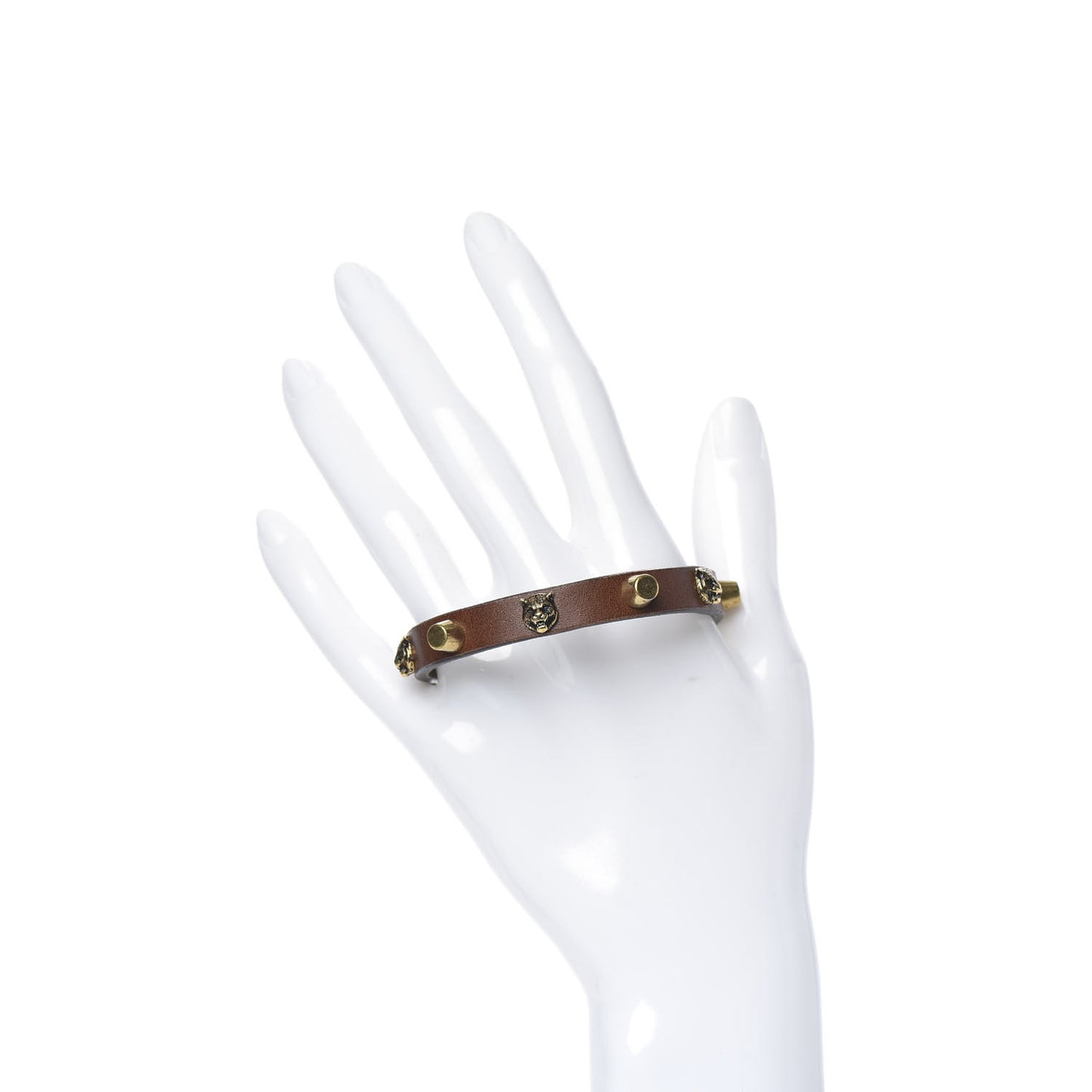 Calfskin Feline Heads Bracelet Brown