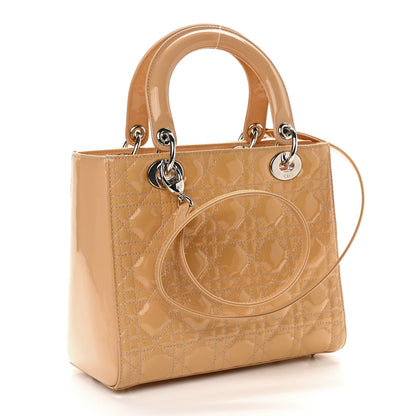 Christian Dior Patent Cannage Medium Lady Dior Beige 3 of 13