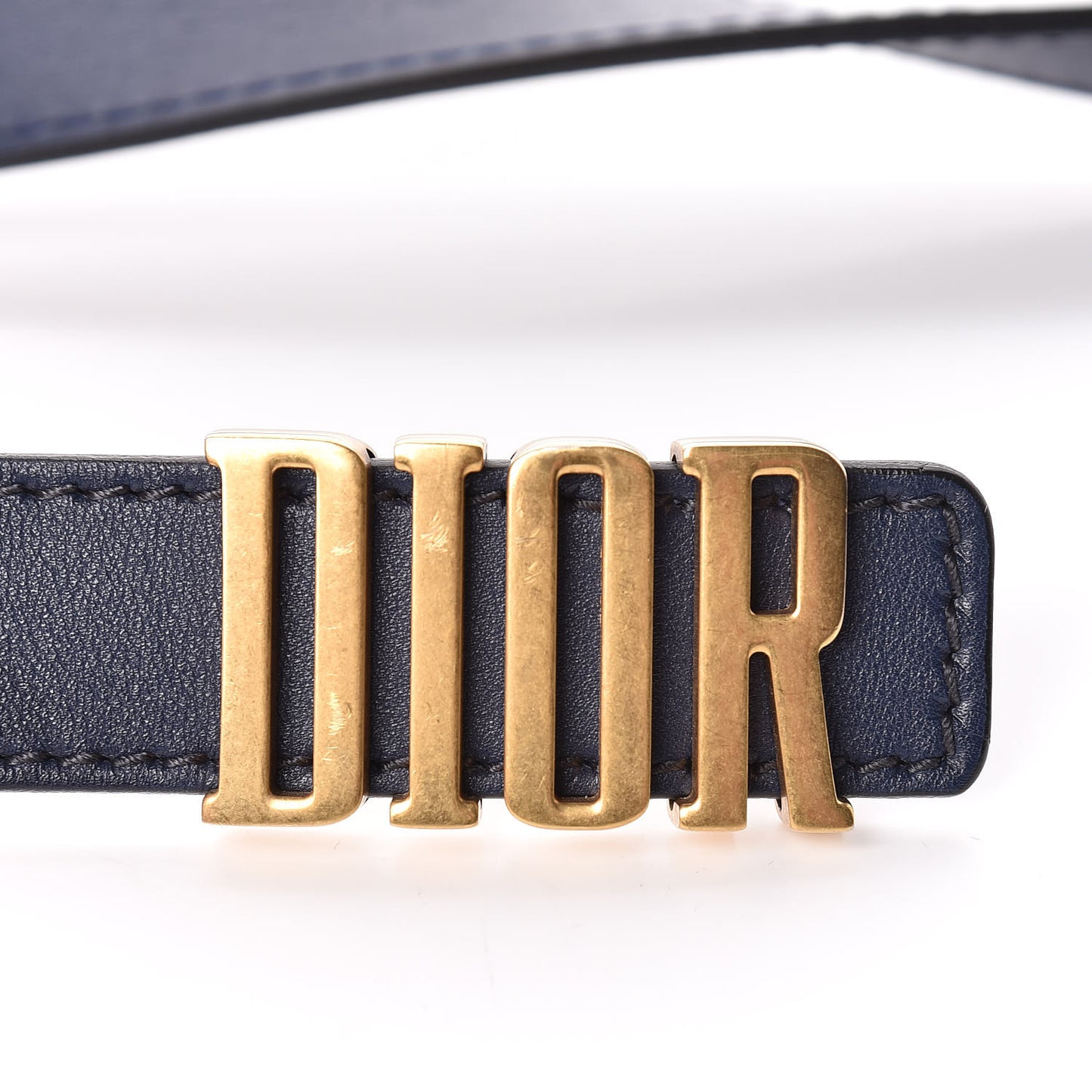 Calfskin D Fence Belt 85 Navy