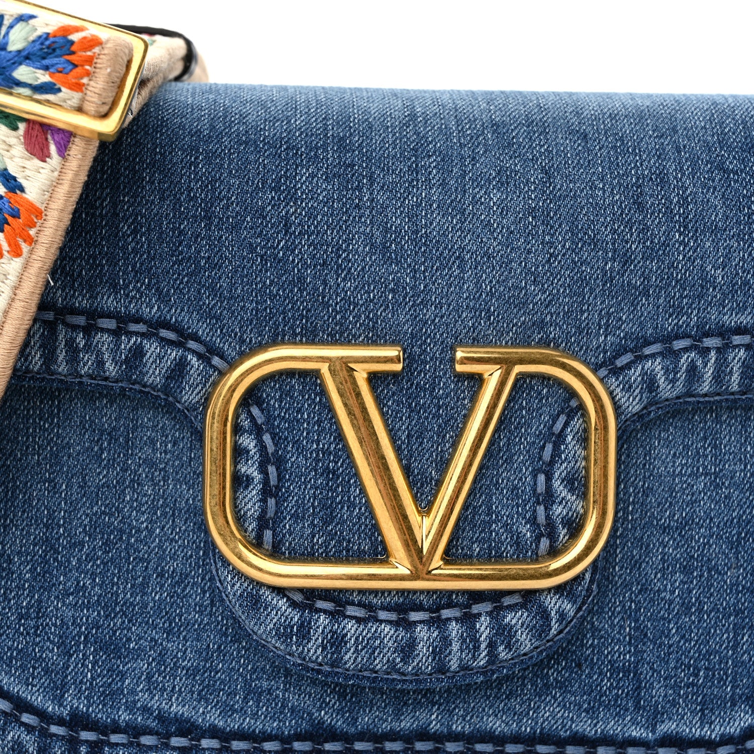 Valentino Garavani Denim Vlogo Alltime Shoulder Bag Blue 7 of 9