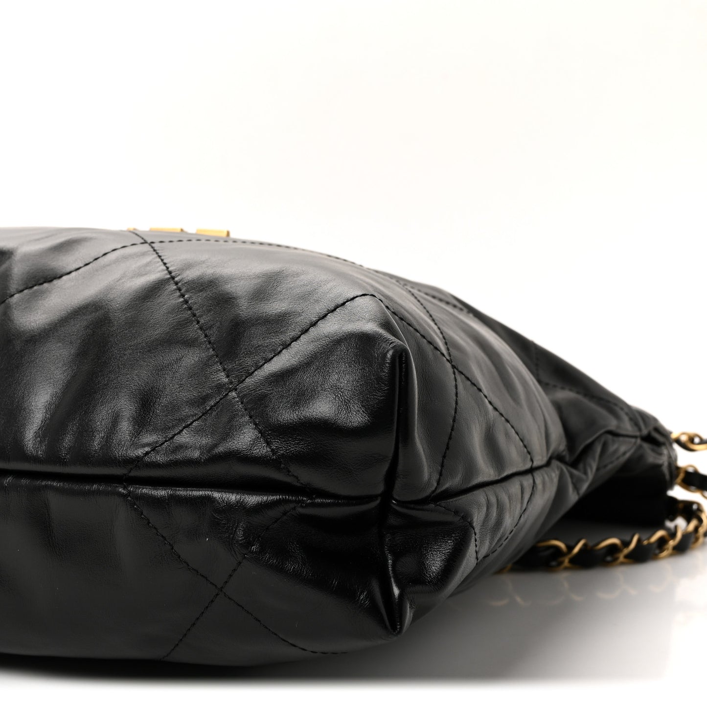 Shiny Calfskin Quilted Small Chanel 22 Black