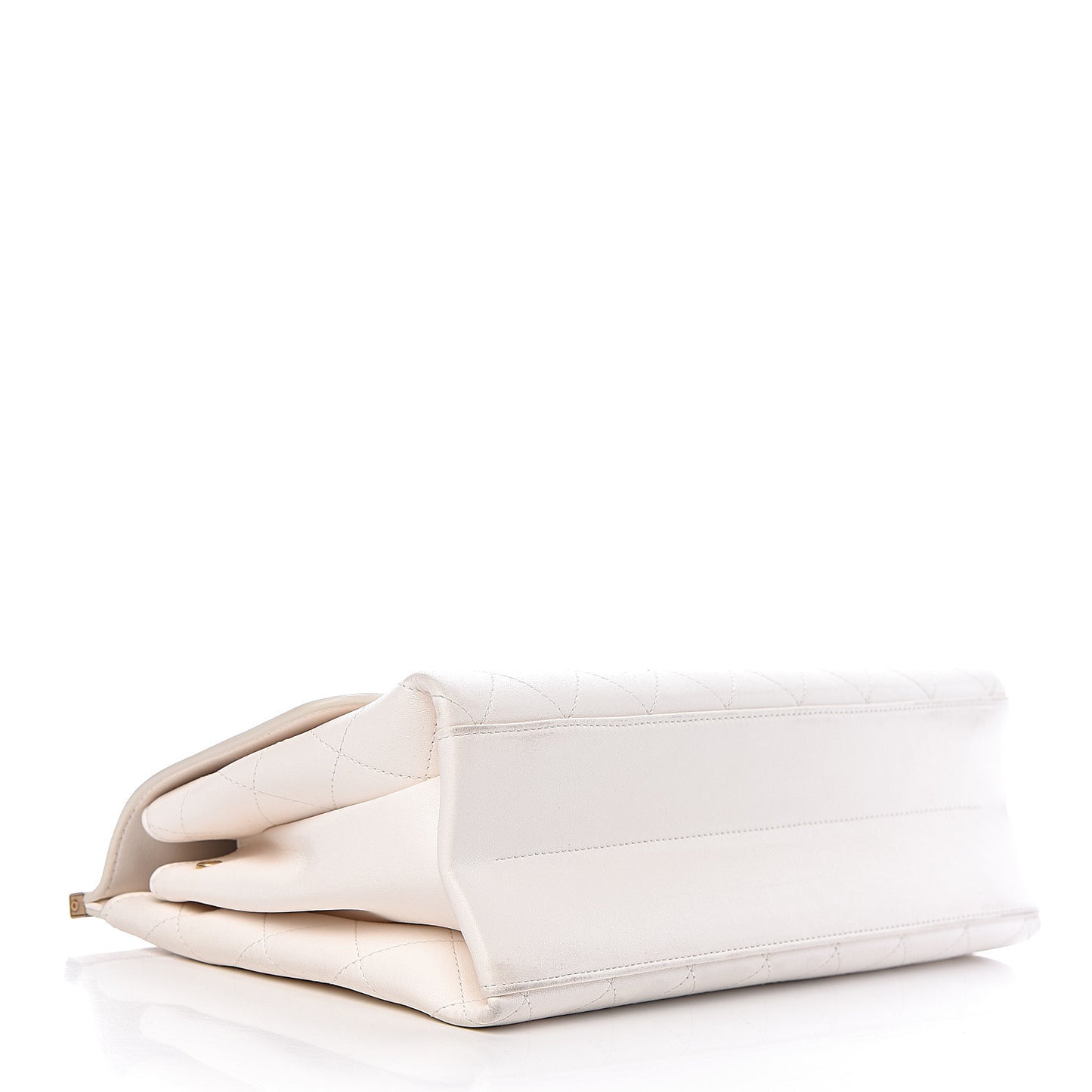 Lambskin Quilted Coco Luxe Top Handle Flap White