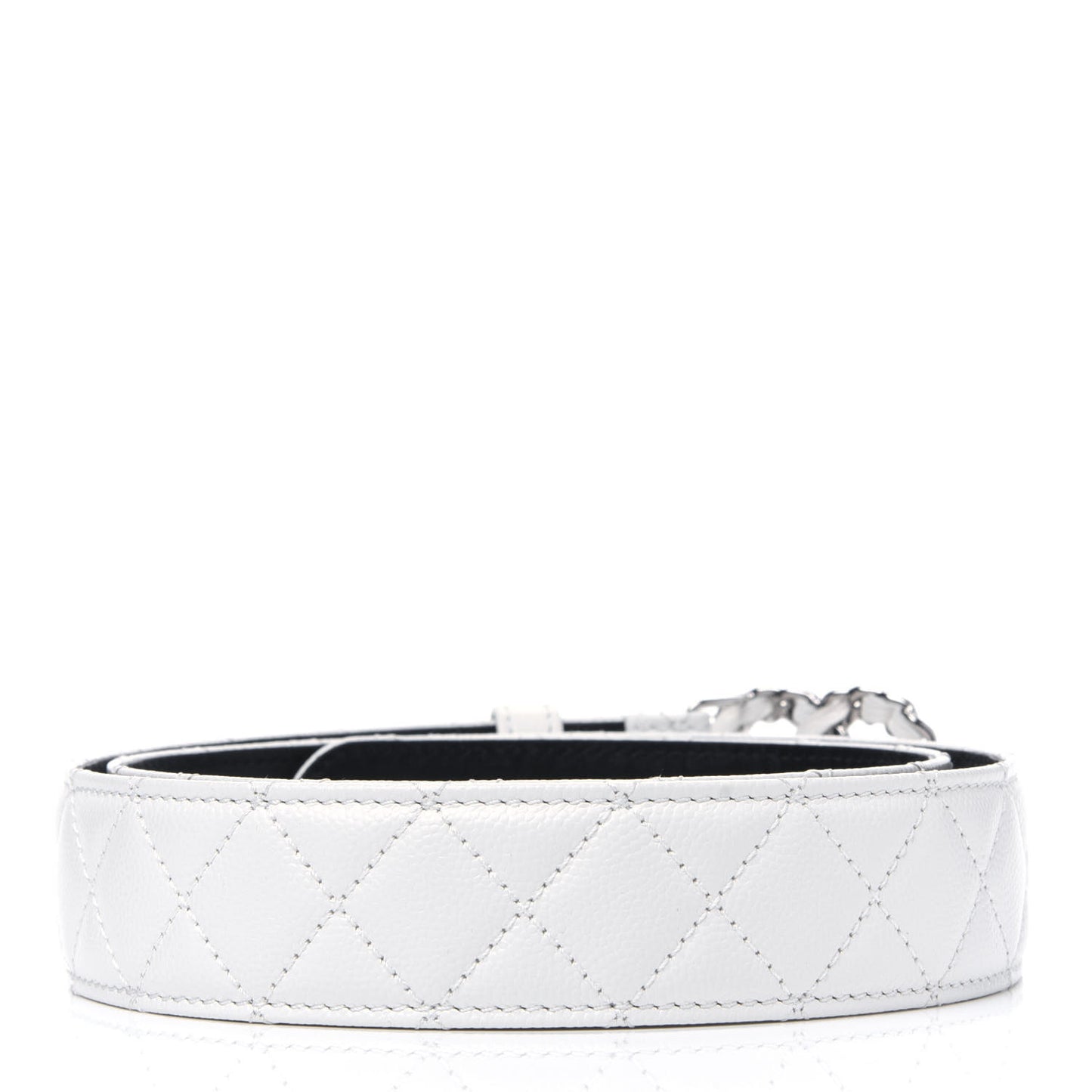 Caviar Quilted CC Chain Belt 85 34 White