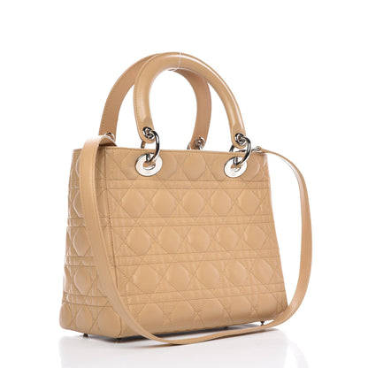 Christian Dior Lambskin Cannage Medium Lady Dior Beige 4 of 11