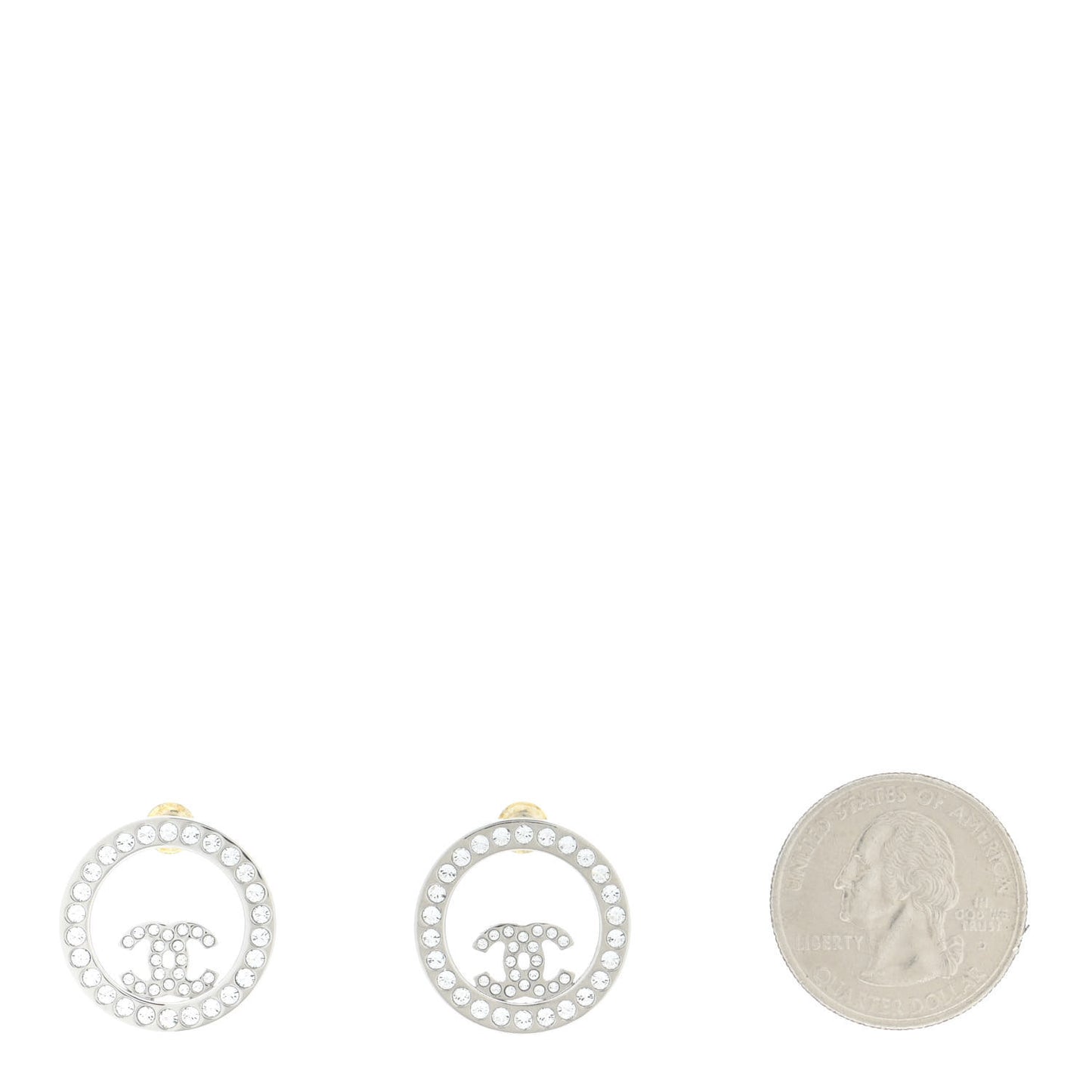 Crystal CC Round Earrings Silver