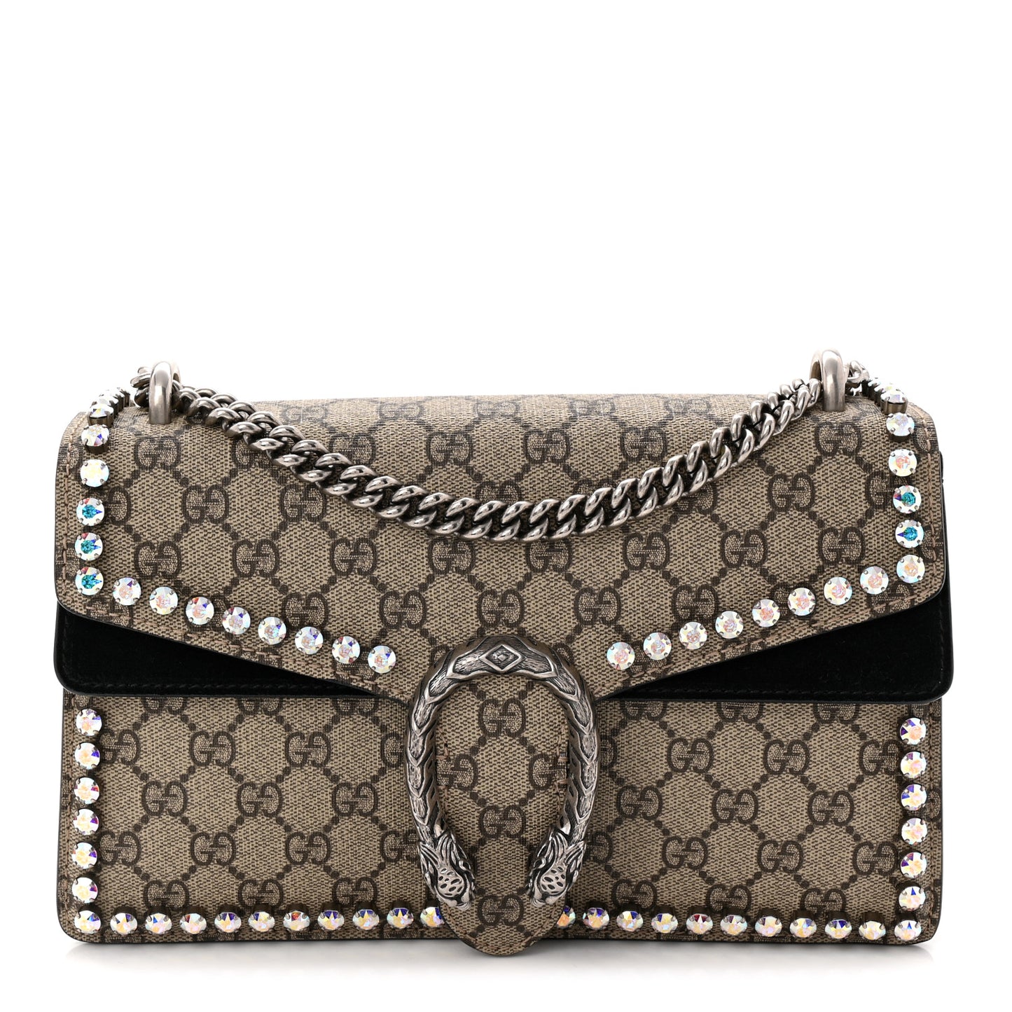 GG Supreme Monogram Crystal Small Dionysus Shoulder Bag Black