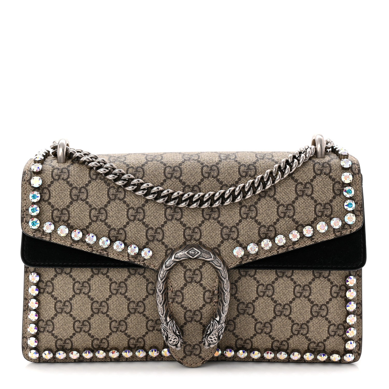 Gucci GG Supreme Monogram Crystal Small Dionysus Shoulder Bag Black 1 of 10