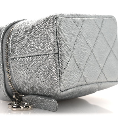 Chanel Metallic Caviar Quilted Mini Top Handle Vanity With Chain Silver 9 of 10