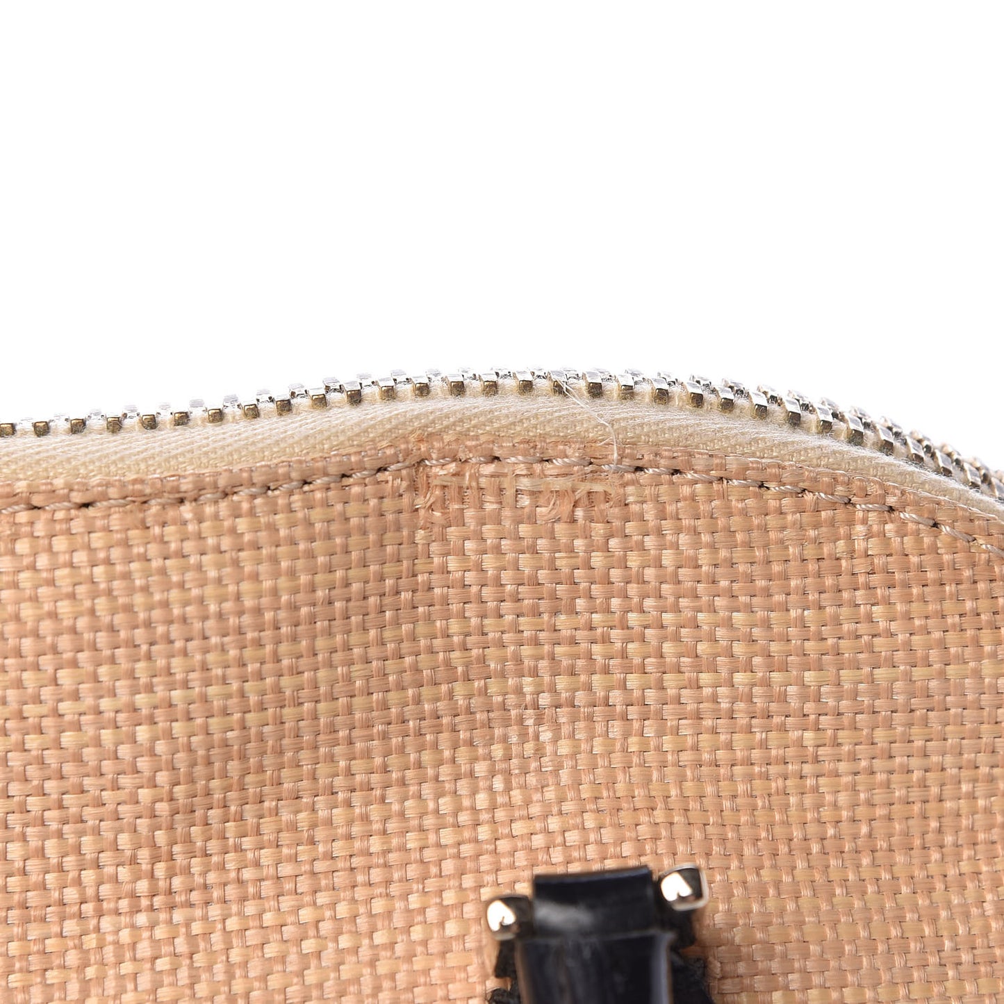 Straw Lace Bow Dome Tote Black