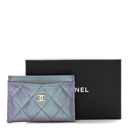Chanel Iridescent Caviar Quilted Card Holder Dark Blue 9 of 9