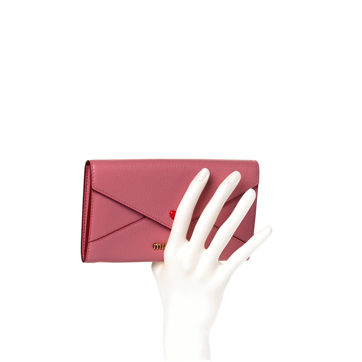 Miu Miu Goatskin Madras Love Envelope Wallet Rosa 14 of 16