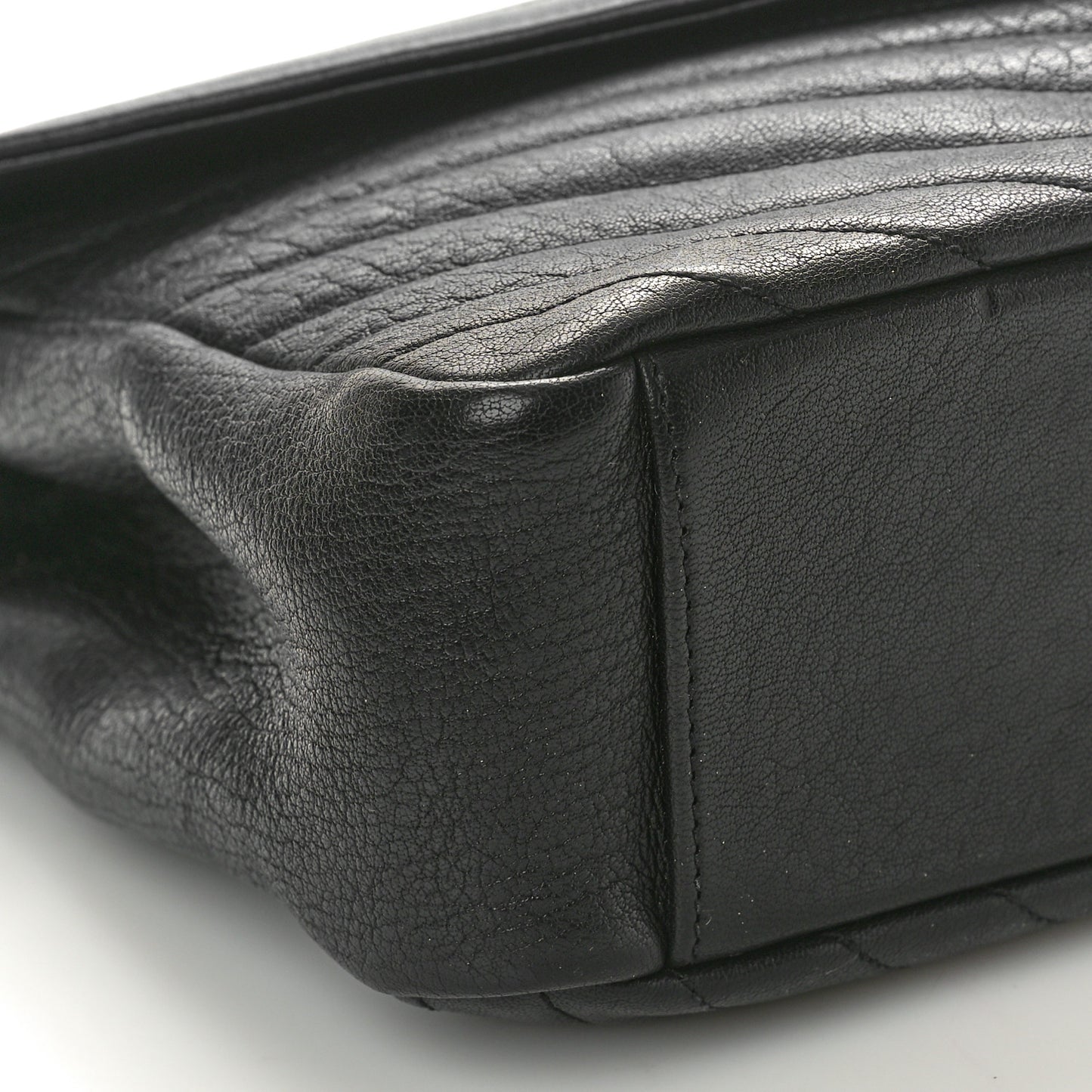 Sheepskin Matelasse Chevron Monogram Large College Satchel Black Tulip