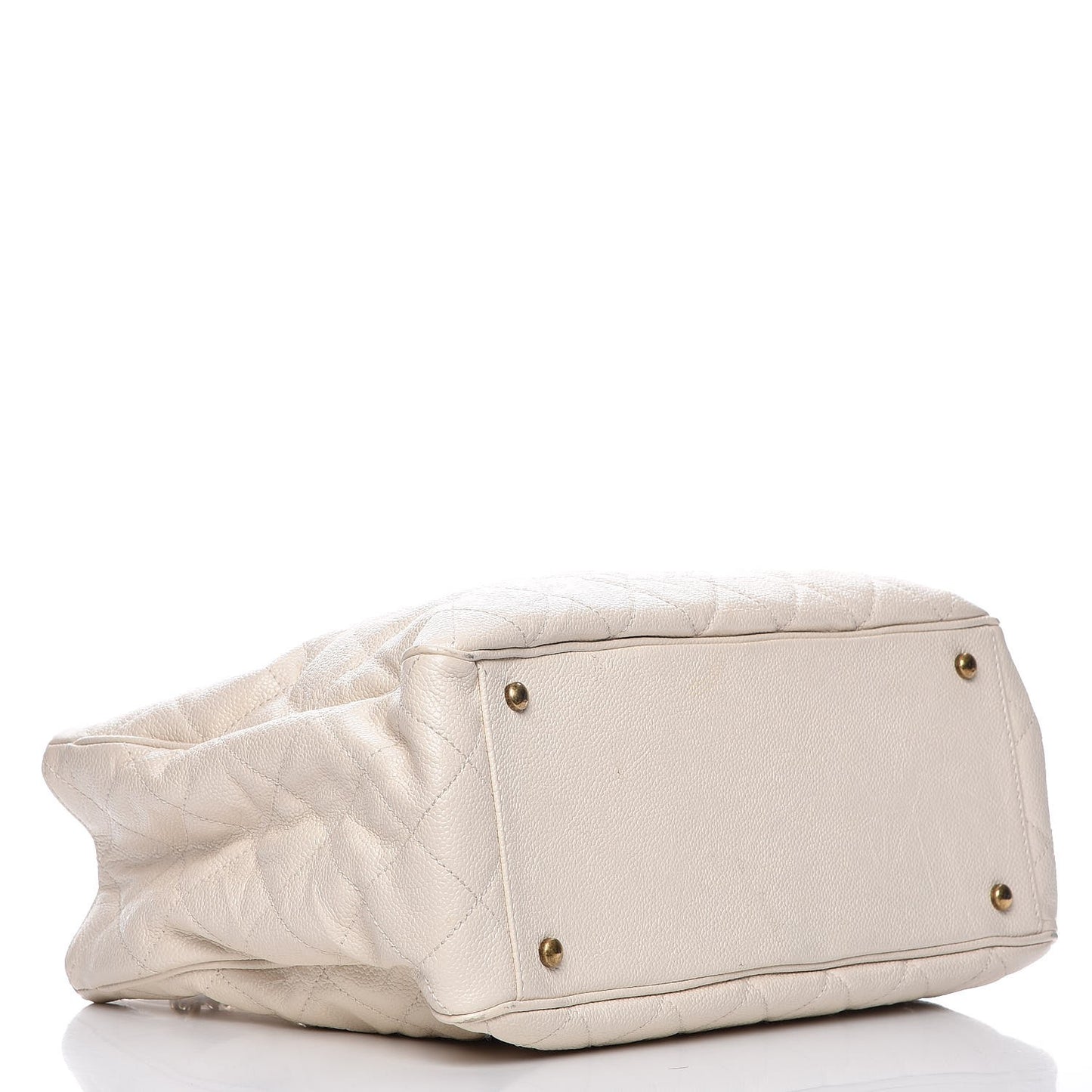 Glazed Caviar Quilted Small Shiva Tote Dark White