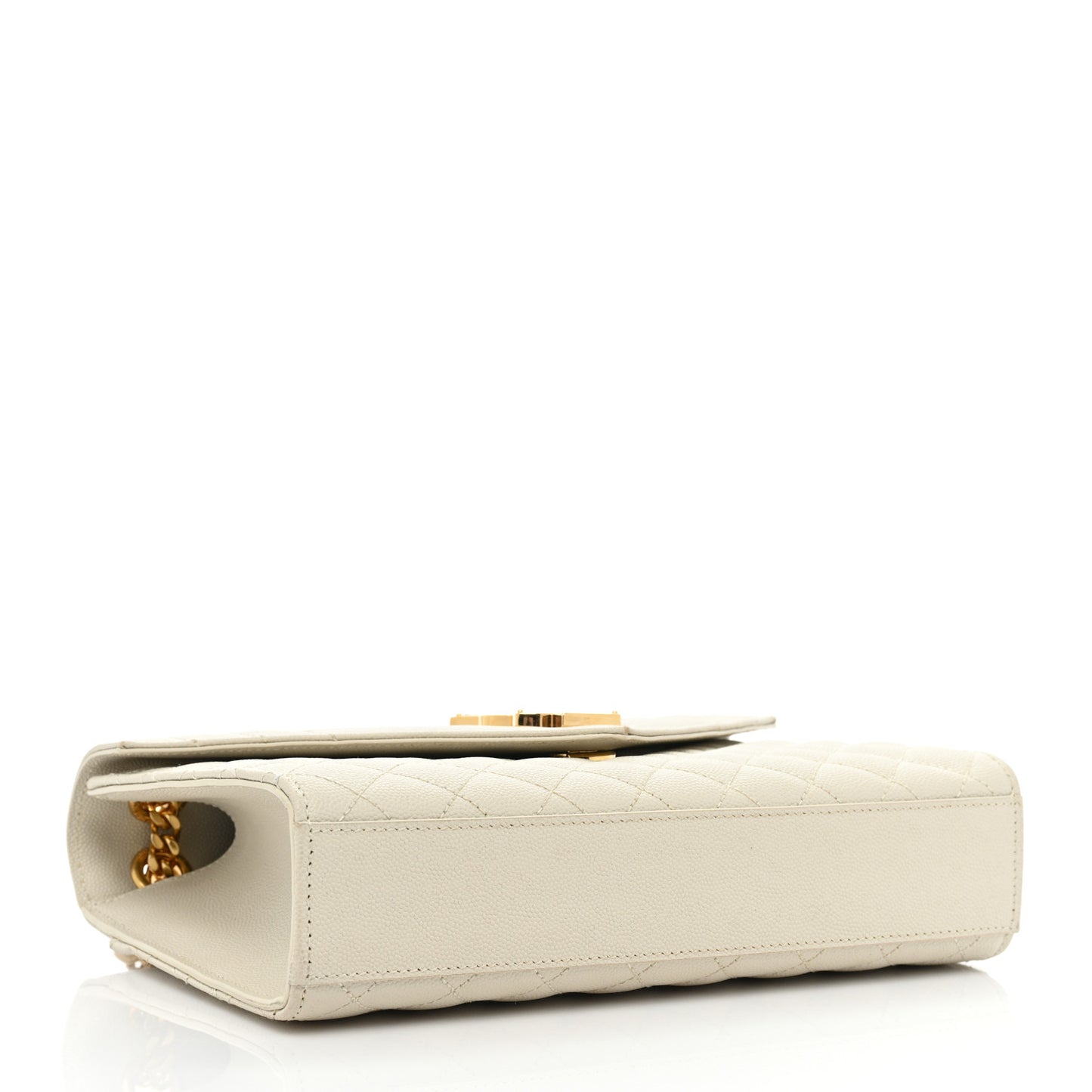 Grain De Poudre Textured Mixed Matelasse Medium Triquilt Monogram Satchel Crema Soft