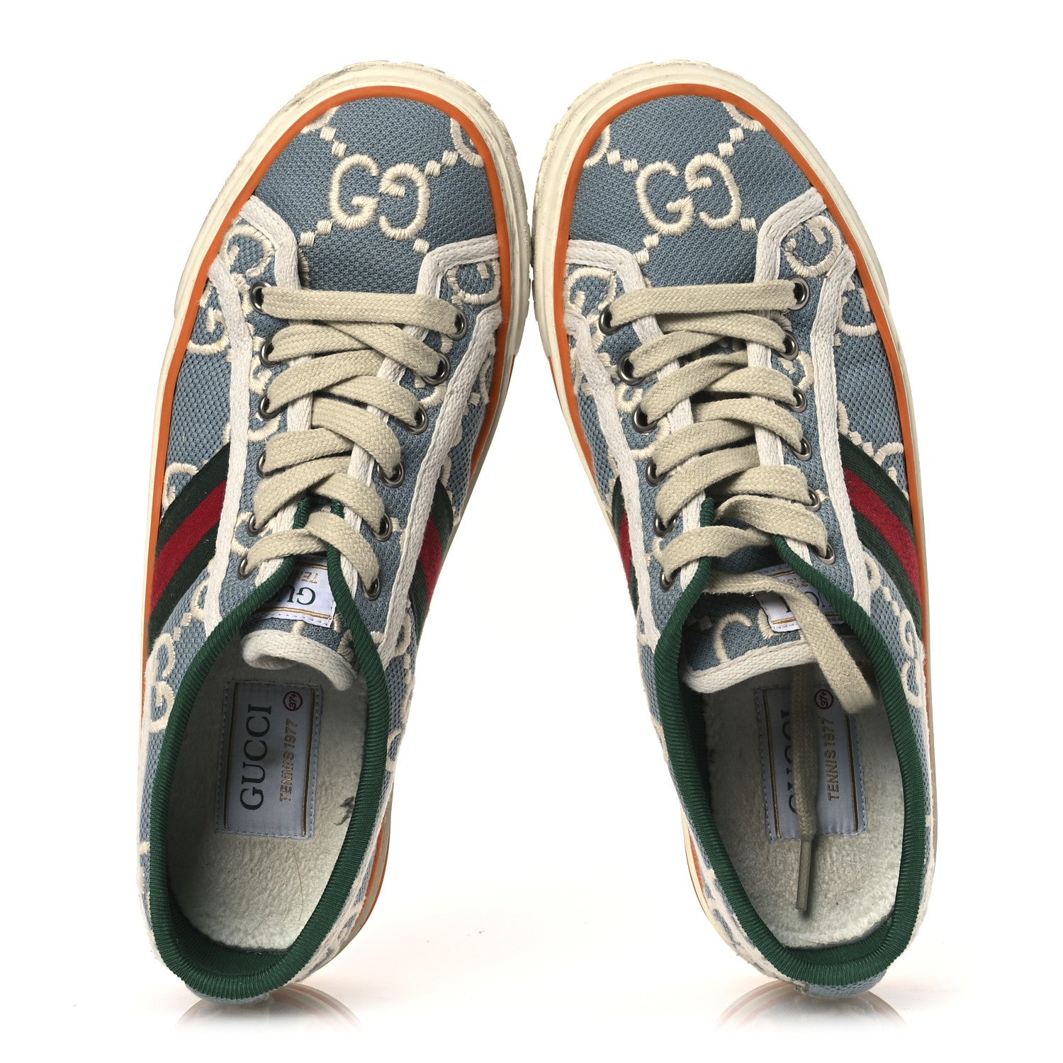 Gucci Cotton GG Monogram Web Womens 1977 Tennis Sneakers 37.5 Philod Ivory Mystic White 2 of 14