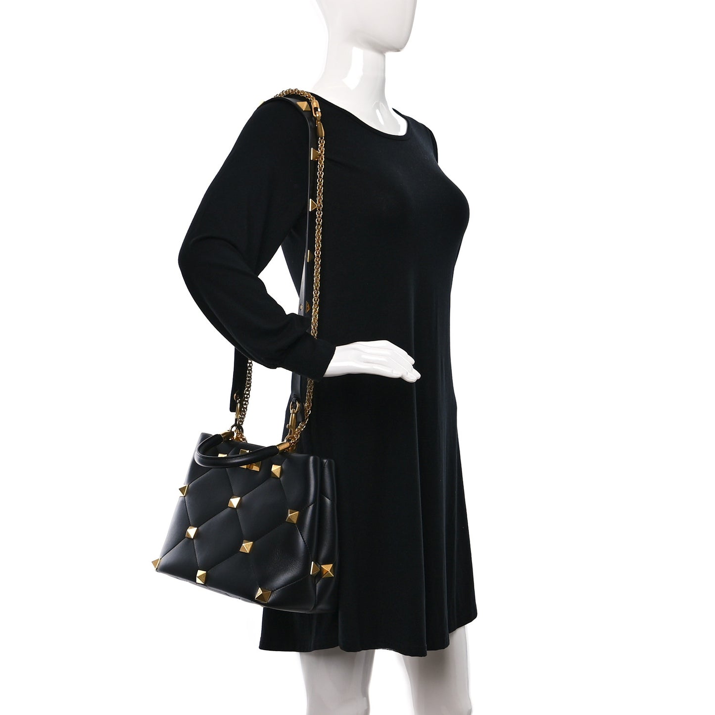 Nappa Roman Stud The Handle Bag Black