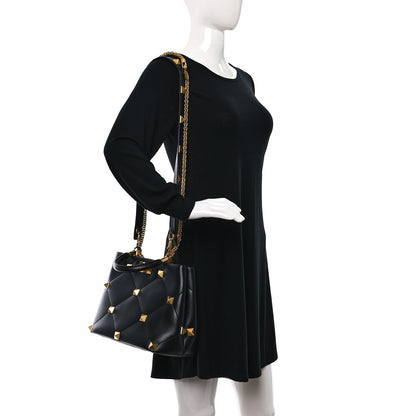Valentino Garavani Nappa Roman Stud The Handle Bag Black 2 of 8