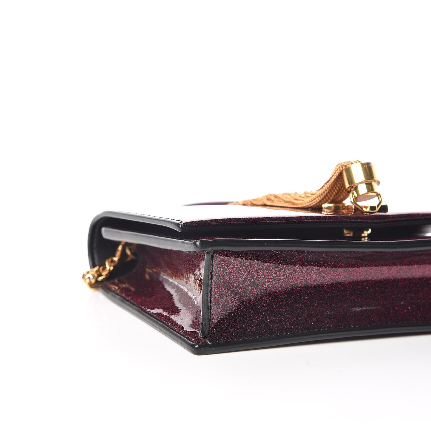 Patent Glitter Small Monogram Kate Tassel Satchel Bright Fuchsia