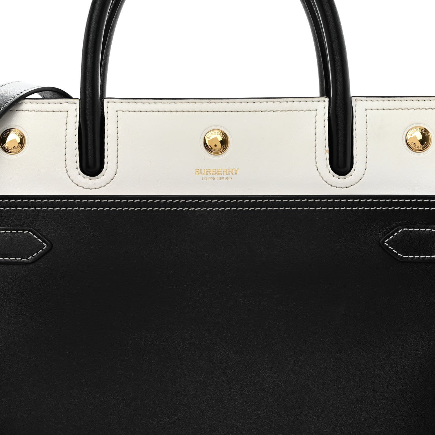 Burberry Calfskin Small Two Handle Title Bag Black 7 of 9