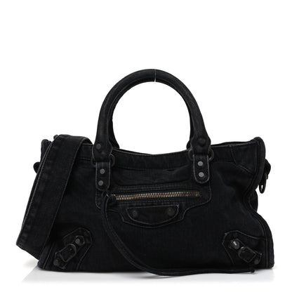 Balenciaga Washed Denim Classic Hardware Small Le City Black 1 of 9