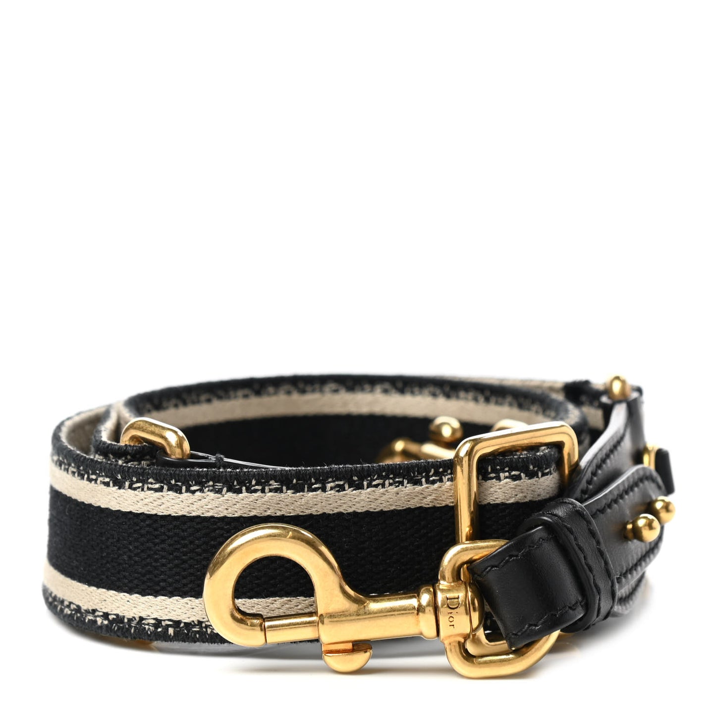 Canvas Embroidered Adjustable Shoulder Strap Black Beige