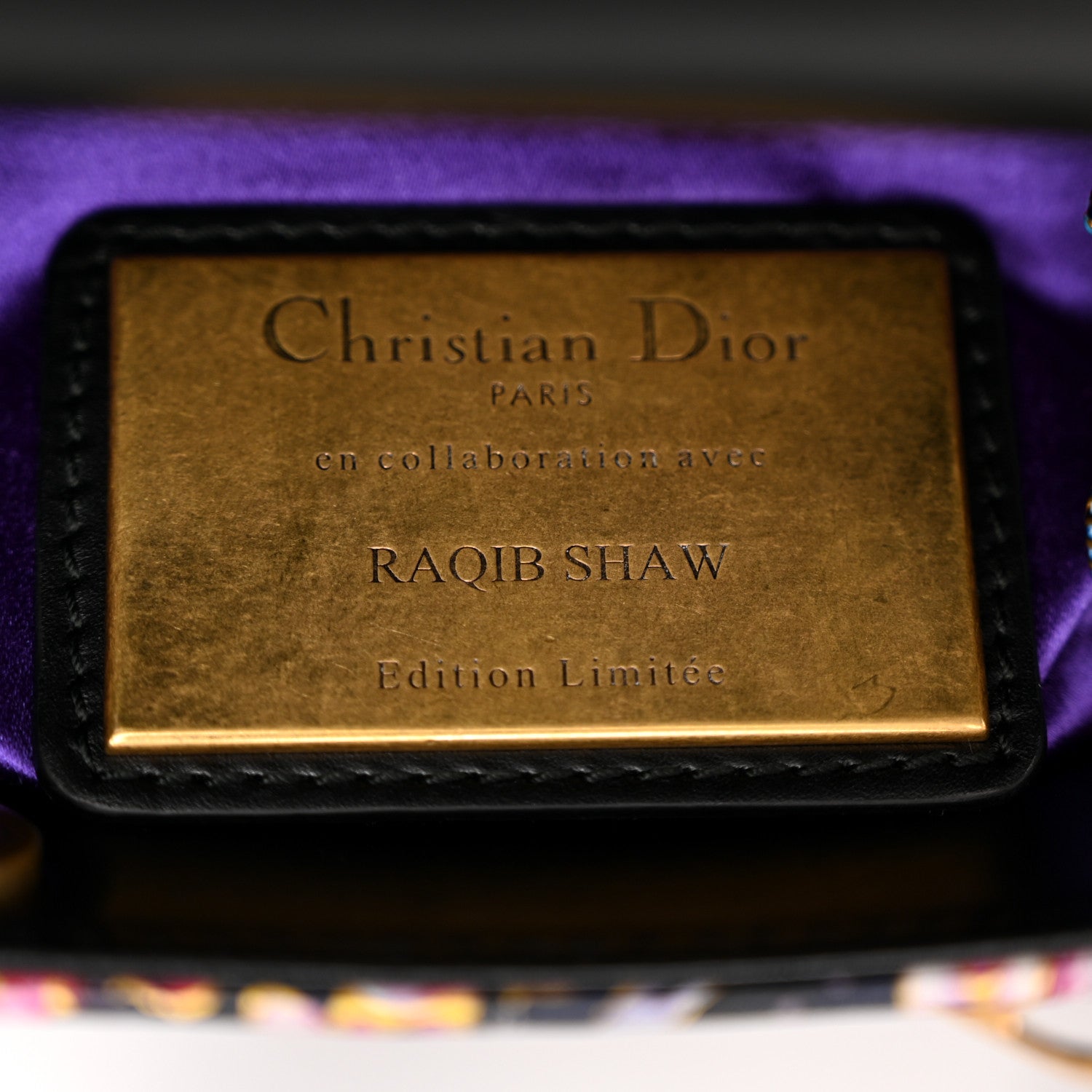 Christian Dior Smooth Calfskin Raqib Shaw Art Mini Lady Dior Navy Multicolor 6 of 12