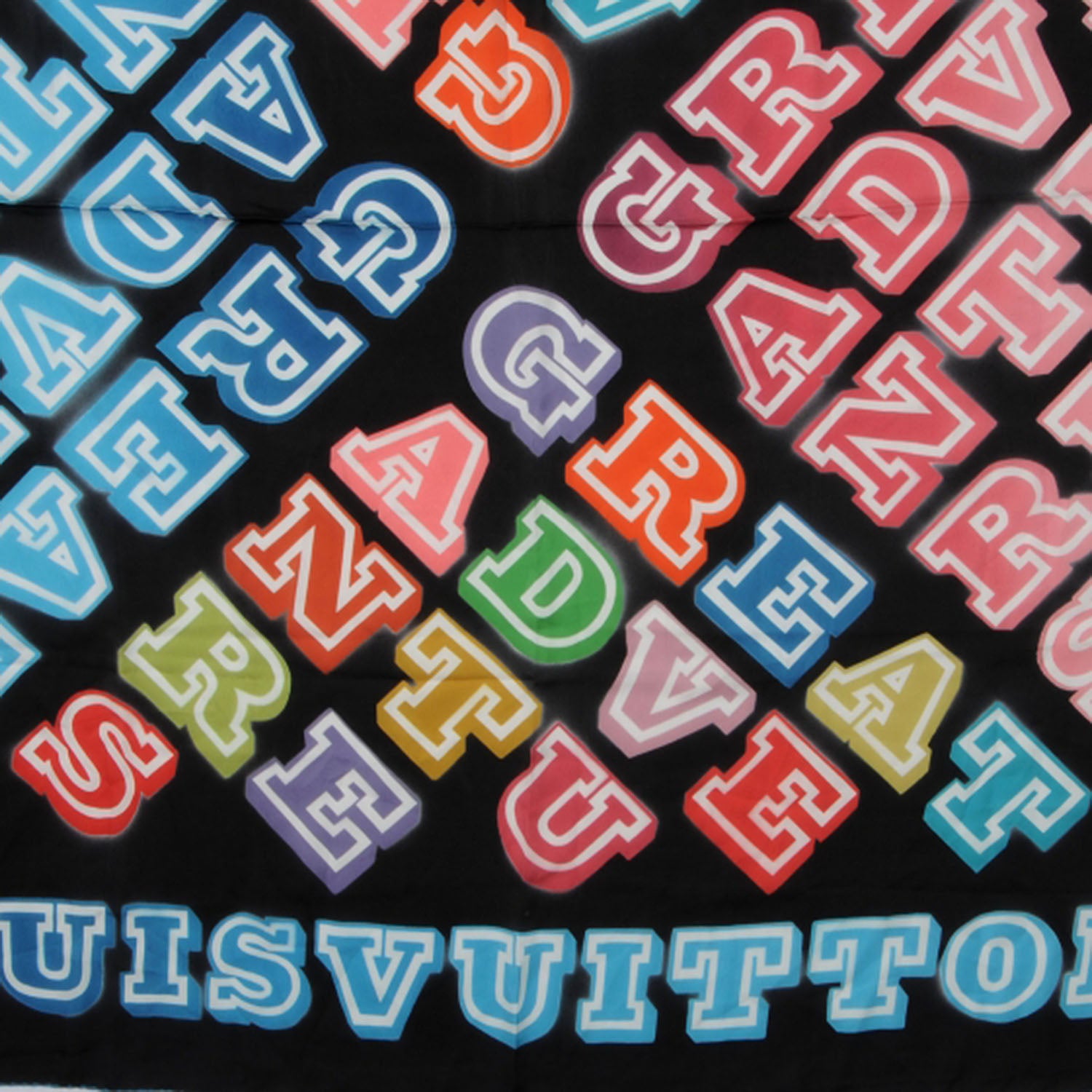 Louis Vuitton Silk Neon Great Adventures Giant Square Scarf Black 1 of 4