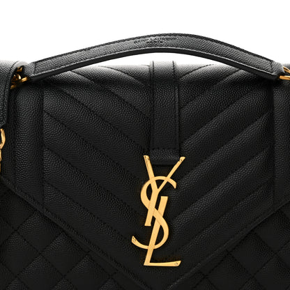 Saint Laurent Grain De Poudre Textured Mixed Matelasse Triquilt Medium Monogram Satchel Black 8 of 10