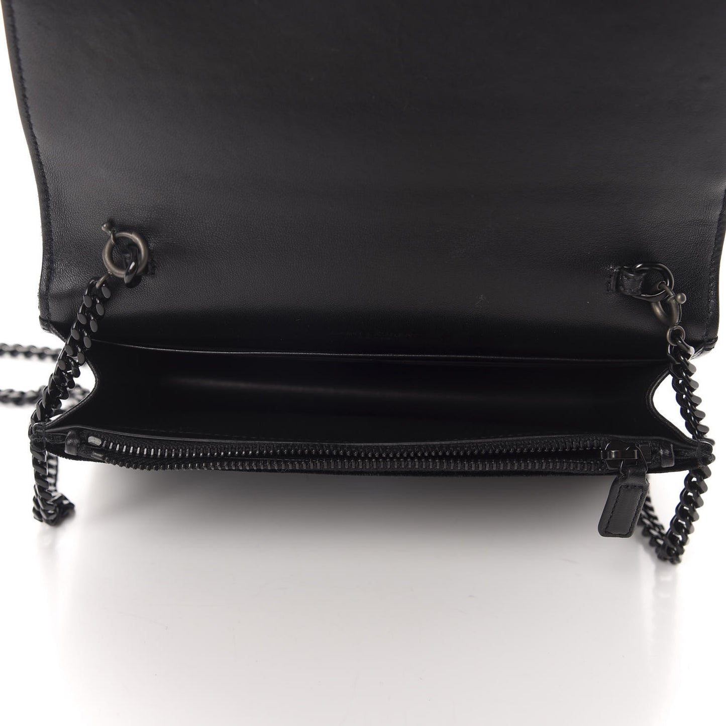 Velvet Crystal Monogram Kate Tassel Chain Wallet Black