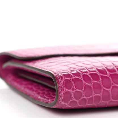 Hermes Shiny Alligator Constance Long Wallet Rose Scheherazade 7 of 14
