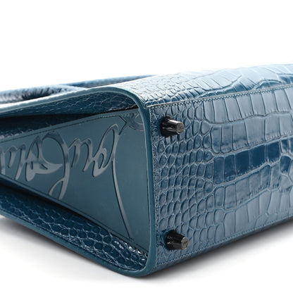 Christian Louboutin Calfskin Crocodile Embossed Studded Medium Paloma S Capitaine 8 of 9