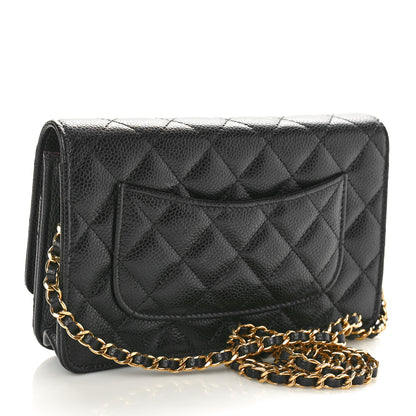 Chanel Caviar Quilted CC Turnlock Wallet On Chain WOC Black 3 of 11